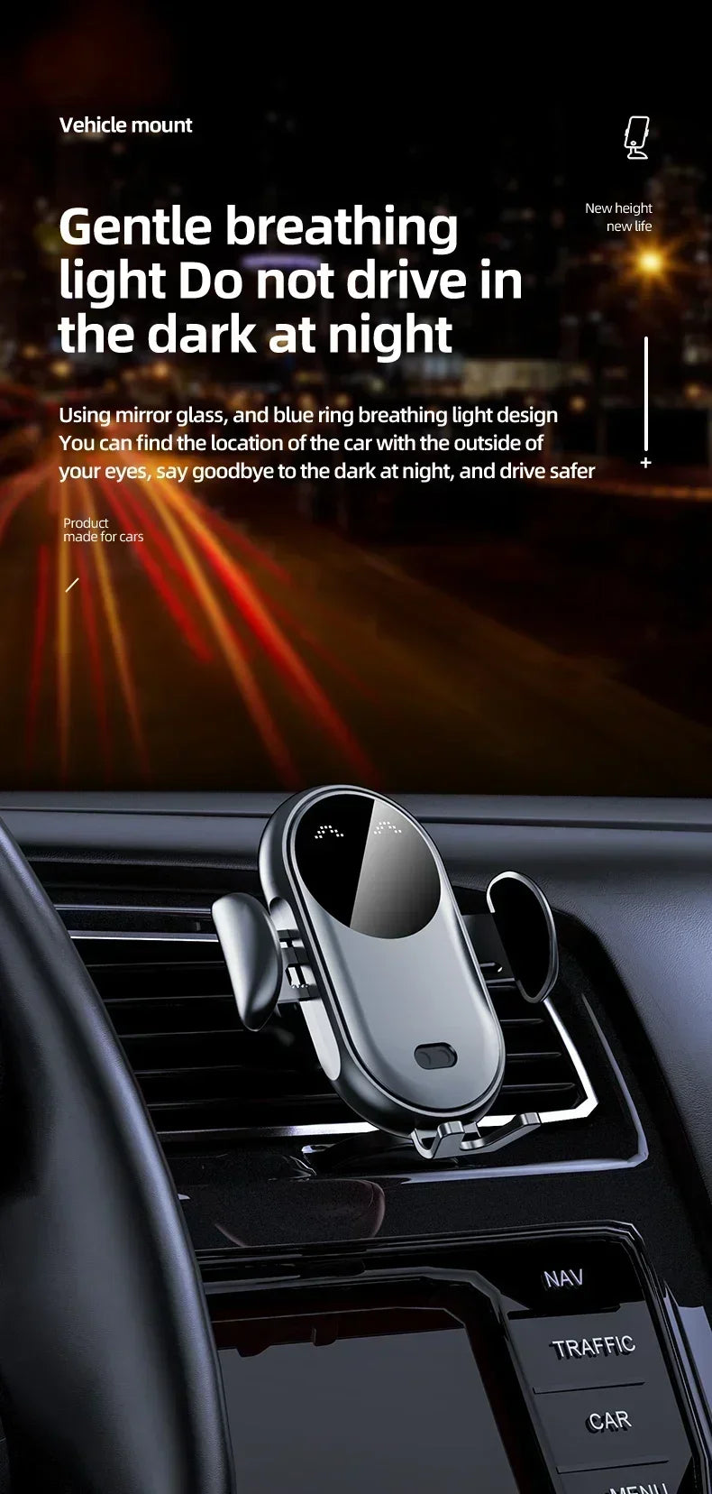 VIKEFON 30W Car Wireless Charger Car Phone Holder for iPhone 12 Pro Max 11 Pro X MAX 8 7 Plus Intelligent Infrared Phone Holder