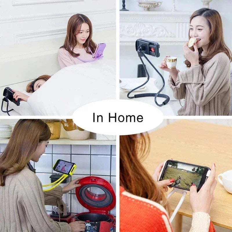 Universal Mobile Phone Holder Extendable Neck Hanging Selfie Stick Rack Adjustable 360°Free Rotating Mount Holder Iphone