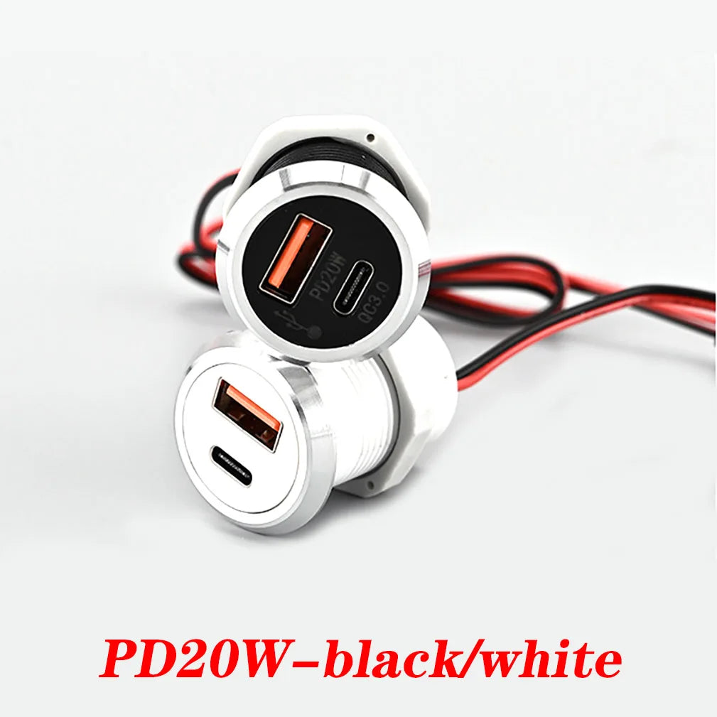 Desktop hidden integrated UsB charger9V/2A 5V/3A 1 USB 1 Type-C mini fastcharging car charger car powerembedded socket