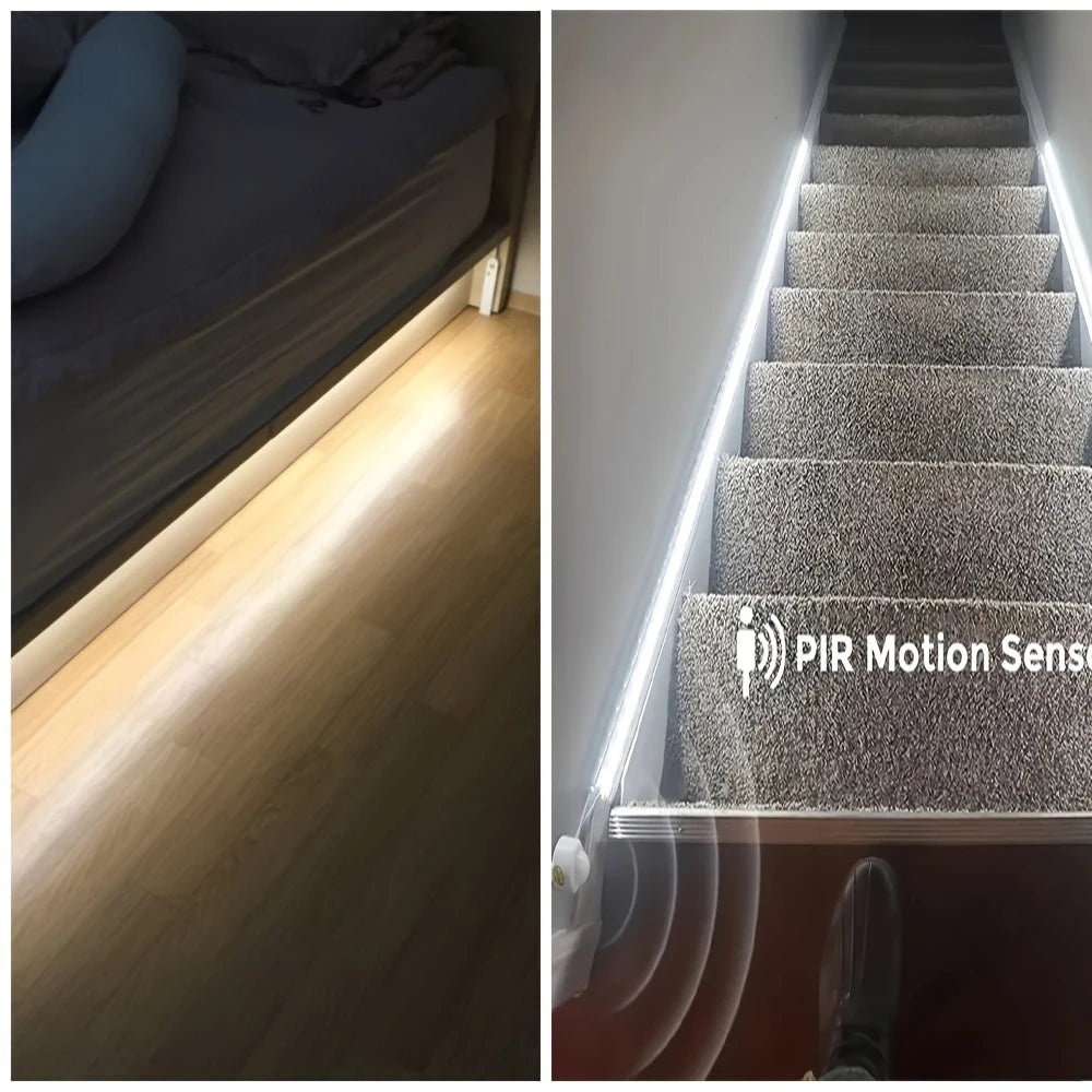 Motion Sensor Led Lights Strip Battery Powered 320 Leds/m COB Led Strip Lights for Stair Bedroom Closet Under Cabinet Lighting