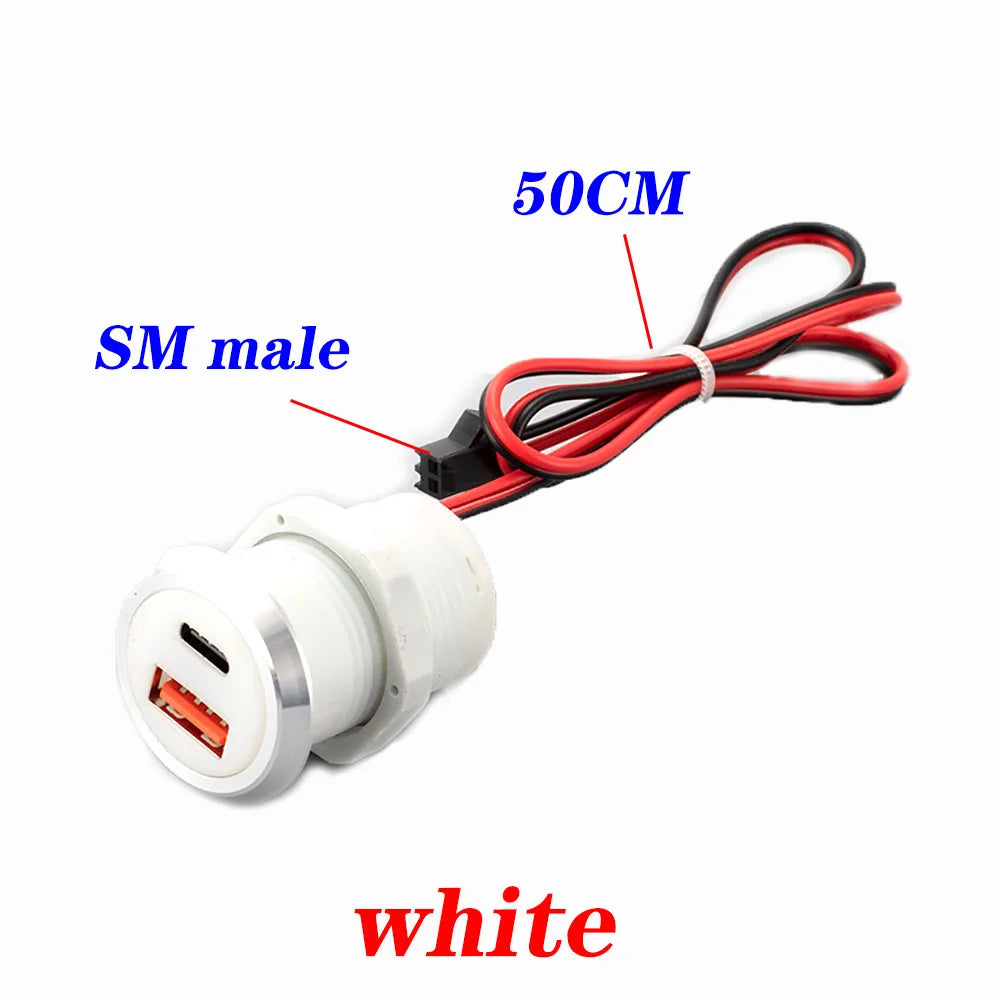 Desktop hidden integrated UsB charger9V/2A 5V/3A 1 USB 1 Type-C mini fastcharging car charger car powerembedded socket