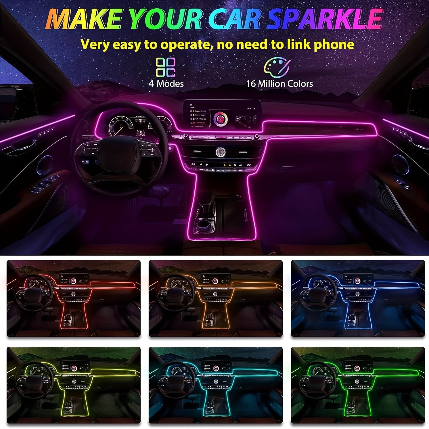 196 Inch Car Interior LED Strip Lights