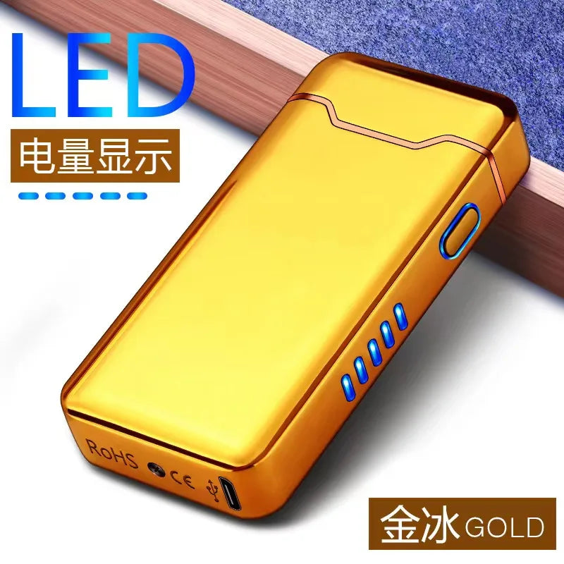 Arc Windproof Electronic Metal USB Rechargeable Battery Display Electric Plasma Lighter Men Women Gifts