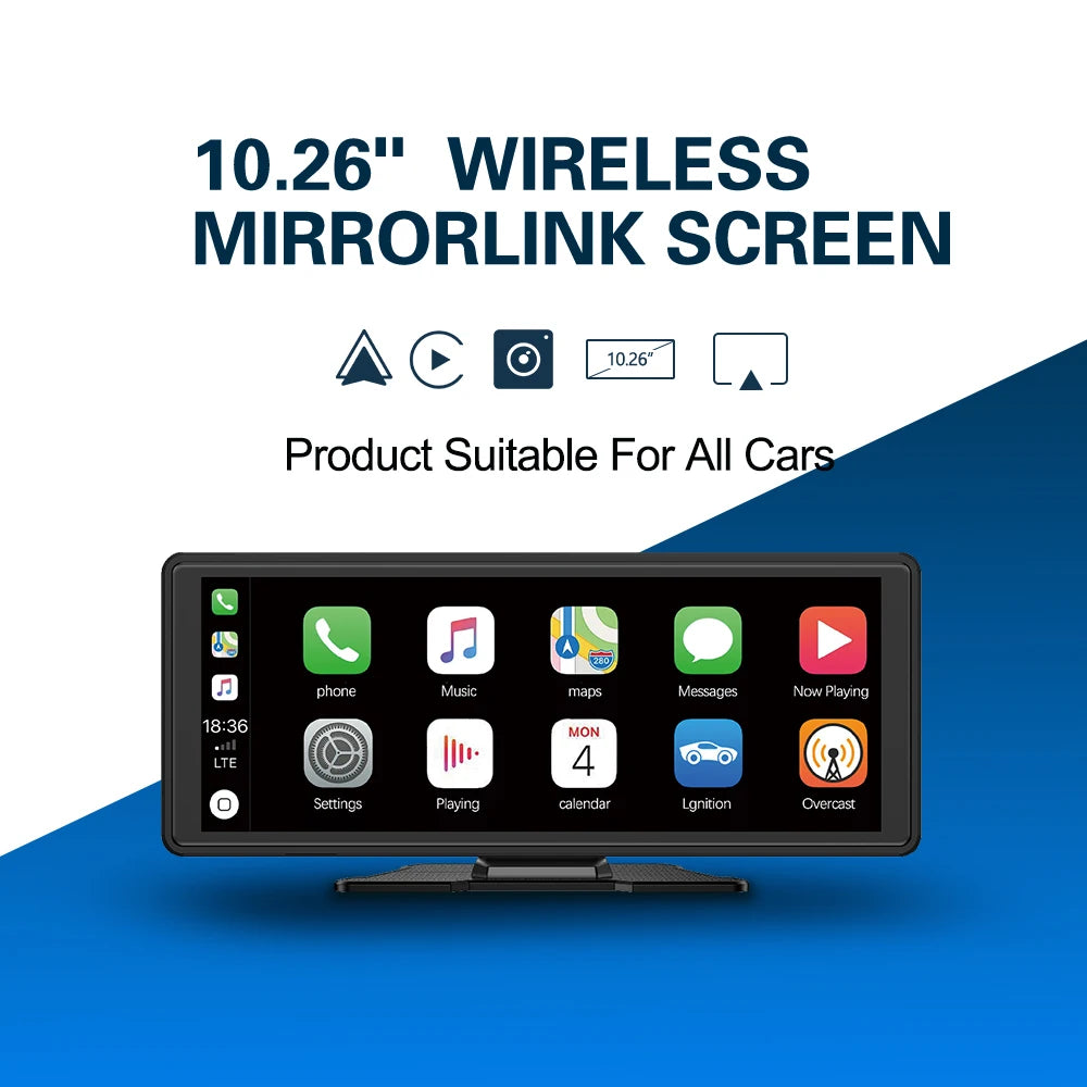 Universal Portable Carplay for Car Screen, Wireless Carplay Screen Wireless Car Stereo with Carplay Android Auto, Car Touchscree