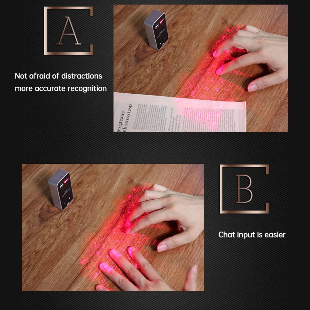 Laser Keyboard Mini Virtual Keyboard Wireless BT Connect Suitable for Phone Pad Laptop Tablets Compatible with Windows XP & iOS8