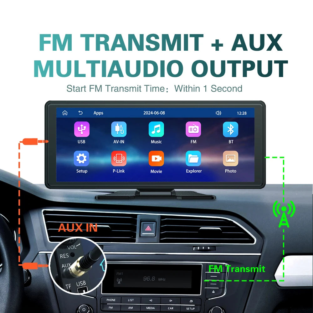 Universal Portable Carplay for Car Screen, Wireless Carplay Screen Wireless Car Stereo with Carplay Android Auto, Car Touchscree