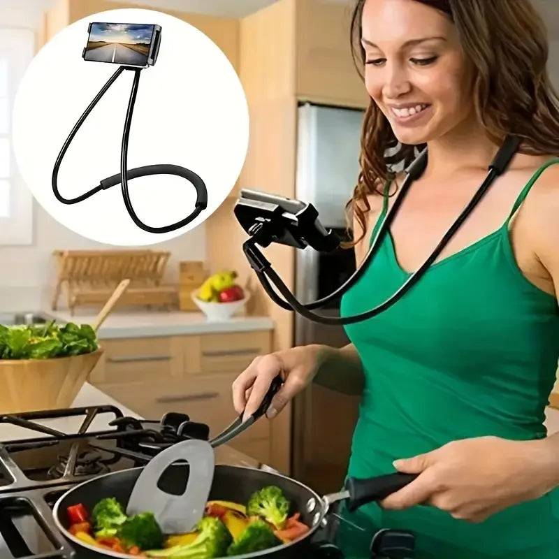 Universal Mobile Phone Holder Extendable Neck Hanging Selfie Stick Rack Adjustable 360°Free Rotating Mount Holder Iphone