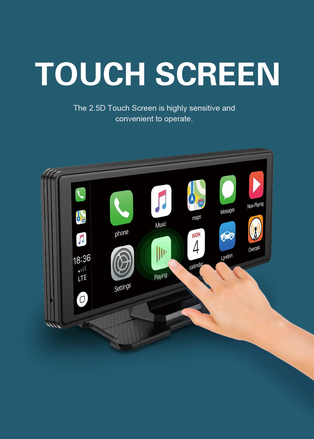 Universal Portable Carplay for Car Screen, Wireless Carplay Screen Wireless Car Stereo with Carplay Android Auto, Car Touchscree