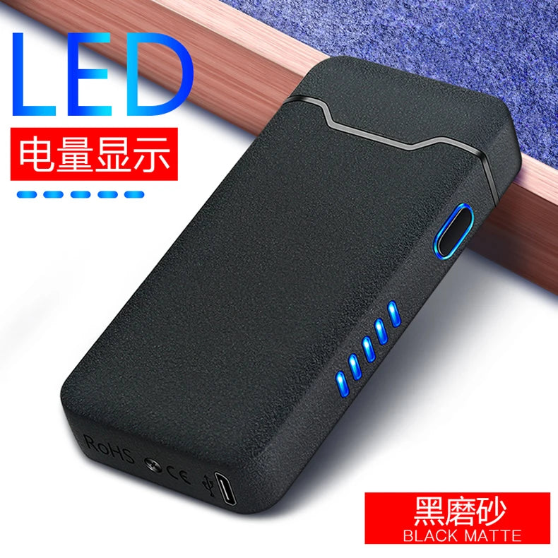 Arc Windproof Electronic Metal USB Rechargeable Battery Display Electric Plasma Lighter Men Women Gifts