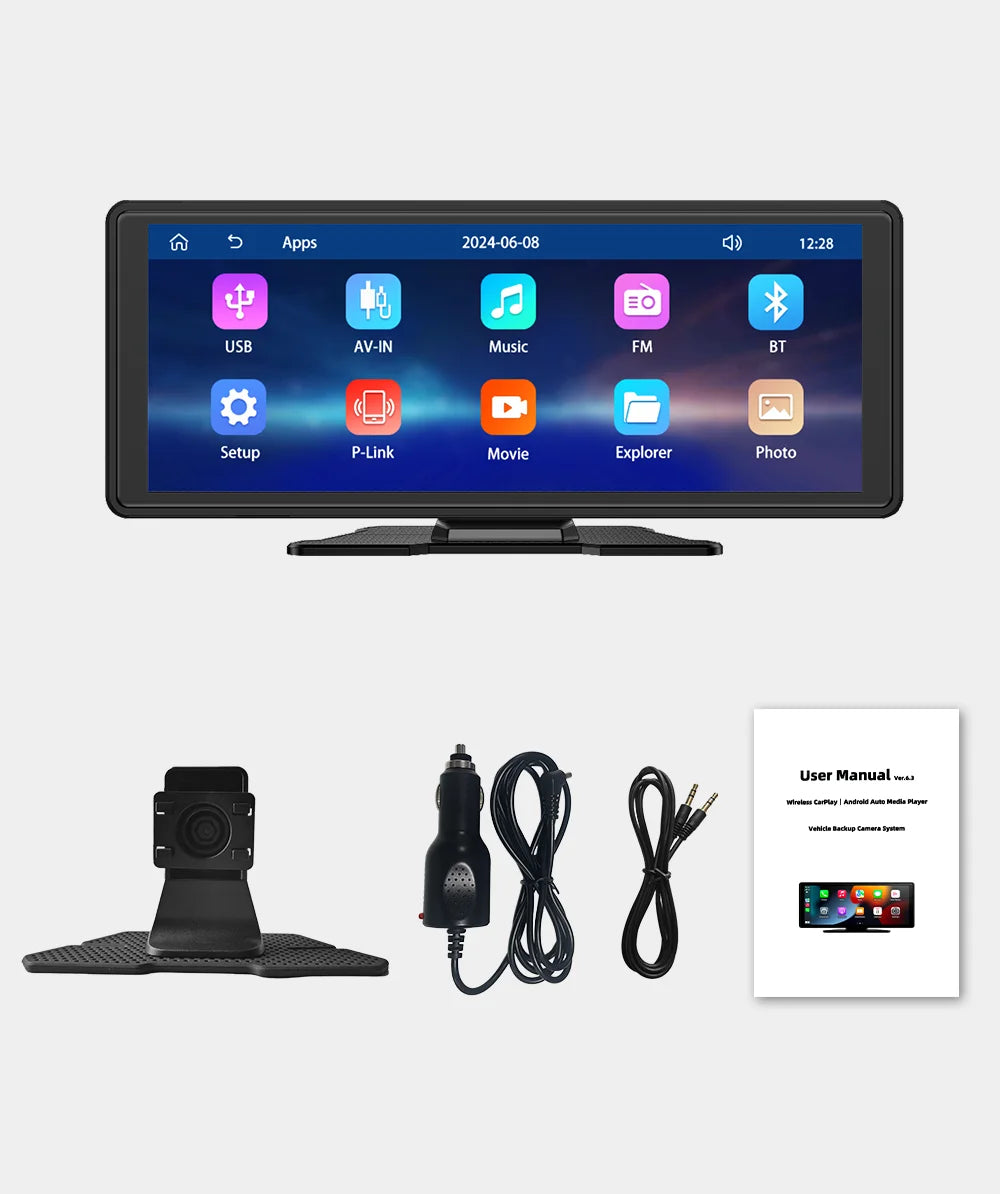 Universal Portable Carplay for Car Screen, Wireless Carplay Screen Wireless Car Stereo with Carplay Android Auto, Car Touchscree