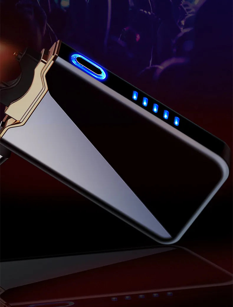 Arc Windproof Electronic Metal USB Rechargeable Battery Display Electric Plasma Lighter Men Women Gifts
