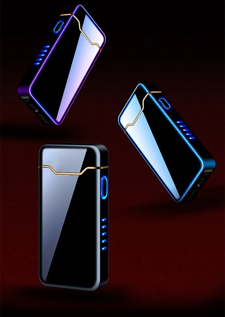 Arc Windproof Electronic Metal USB Rechargeable Battery Display Electric Plasma Lighter Men Women Gifts