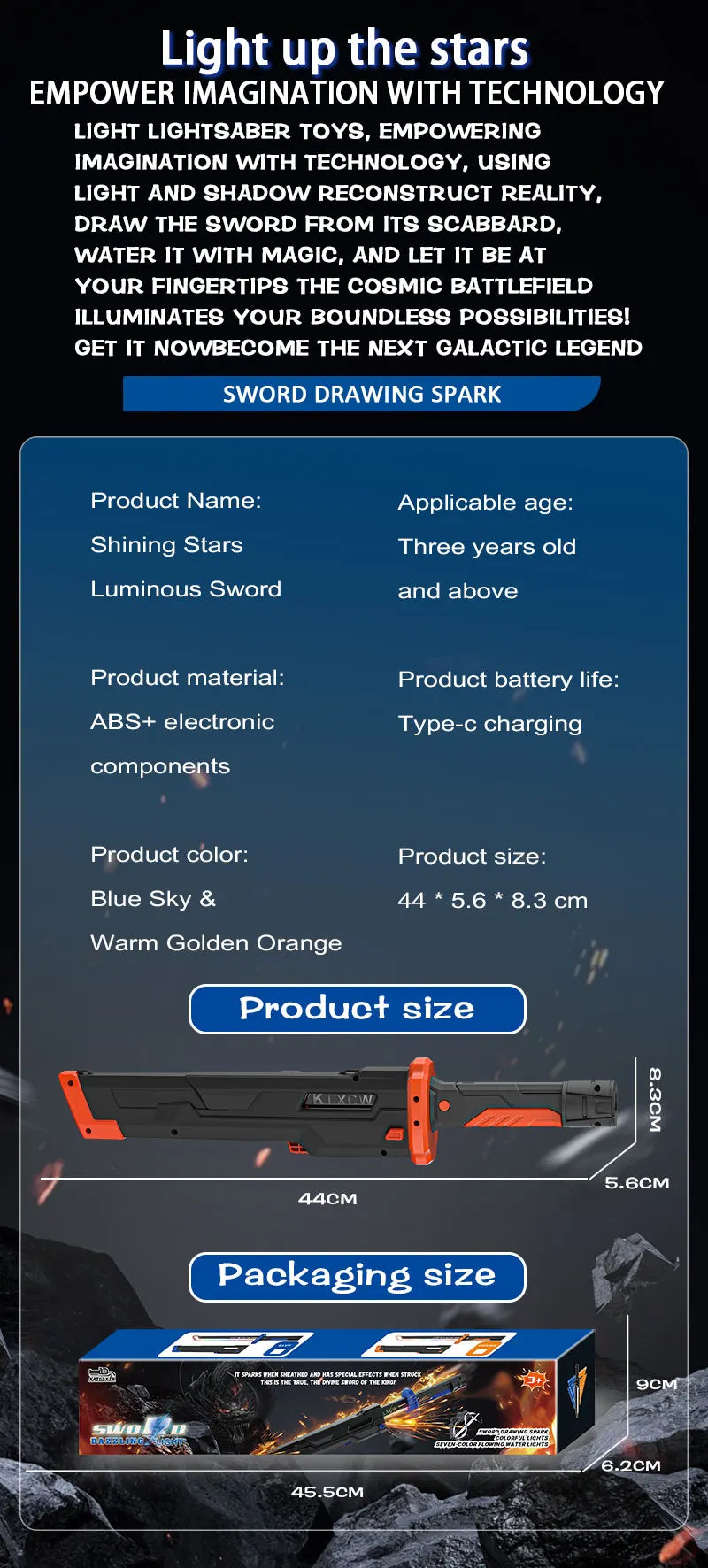 RGB Metal Lightsaber with sparking feature