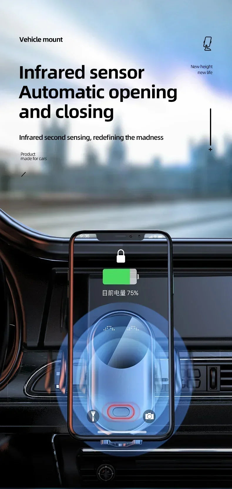 VIKEFON 30W Car Wireless Charger Car Phone Holder for iPhone 12 Pro Max 11 Pro X MAX 8 7 Plus Intelligent Infrared Phone Holder