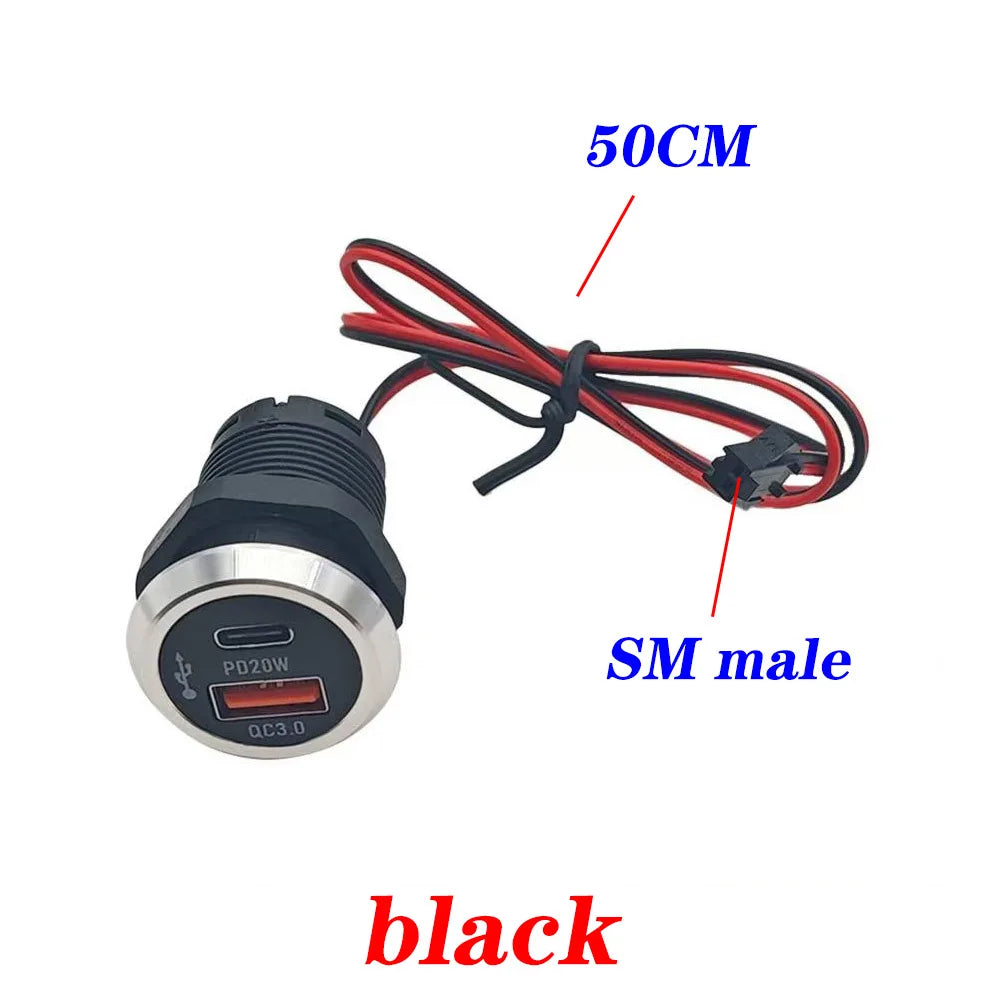 Desktop hidden integrated UsB charger9V/2A 5V/3A 1 USB 1 Type-C mini fastcharging car charger car powerembedded socket