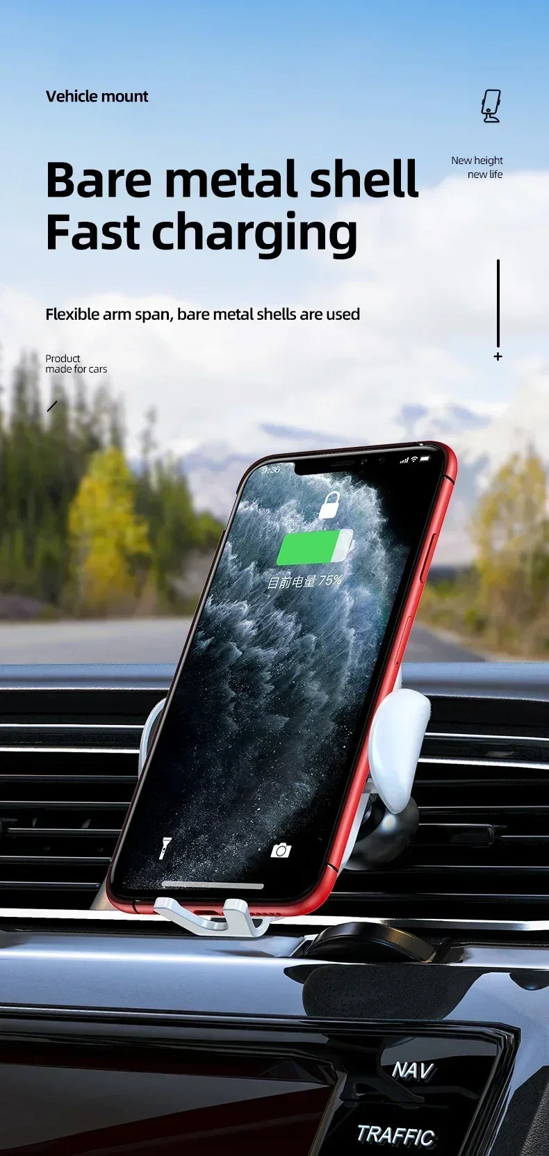 VIKEFON 30W Car Wireless Charger Car Phone Holder for iPhone 12 Pro Max 11 Pro X MAX 8 7 Plus Intelligent Infrared Phone Holder