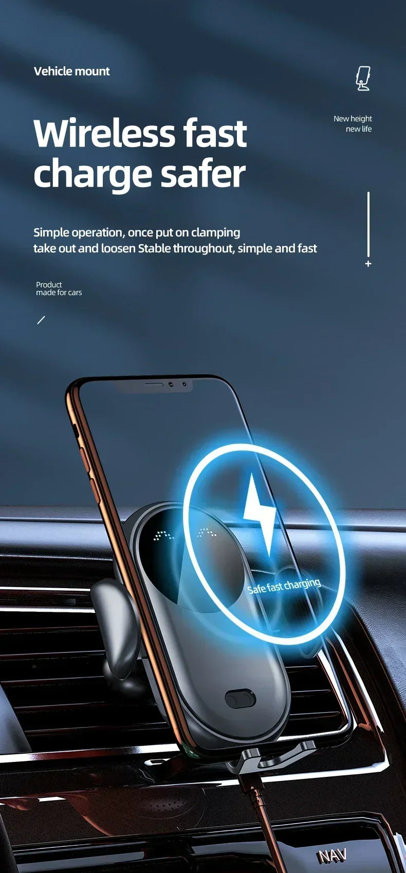 VIKEFON 30W Car Wireless Charger Car Phone Holder for iPhone 12 Pro Max 11 Pro X MAX 8 7 Plus Intelligent Infrared Phone Holder