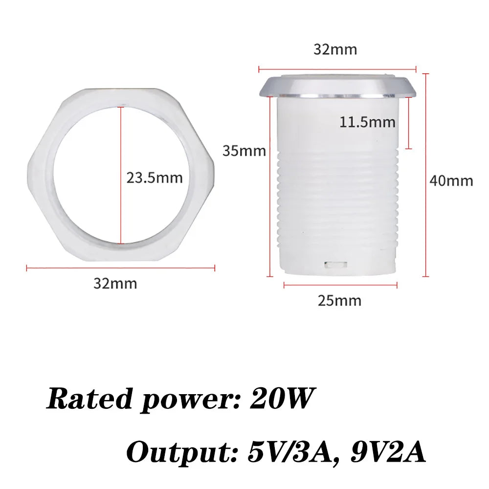 Desktop hidden integrated UsB charger9V/2A 5V/3A 1 USB 1 Type-C mini fastcharging car charger car powerembedded socket