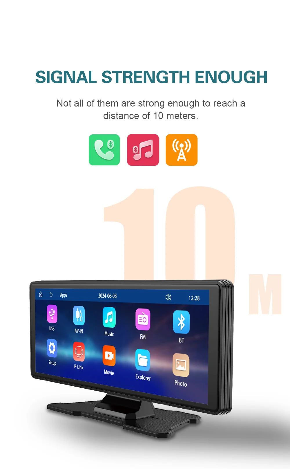 Universal Portable Carplay for Car Screen, Wireless Carplay Screen Wireless Car Stereo with Carplay Android Auto, Car Touchscree