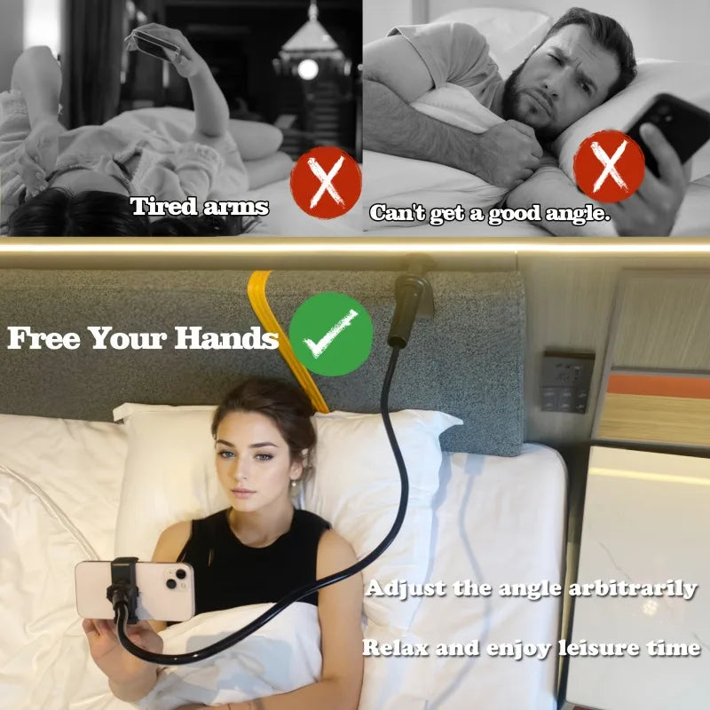 Lazy Goose Neck Mobile Phone Holder. 360° Rotating Long Arm Bedside Table Mobile Phone Holder Phone Accessories  Phone Grip