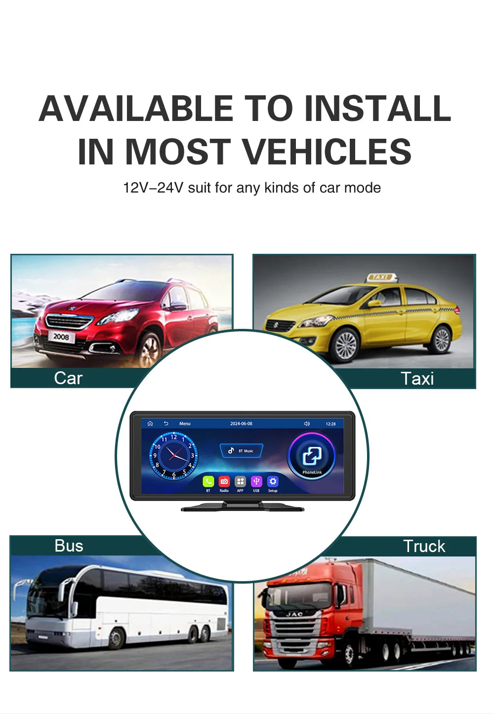 Universal Portable Carplay for Car Screen, Wireless Carplay Screen Wireless Car Stereo with Carplay Android Auto, Car Touchscree