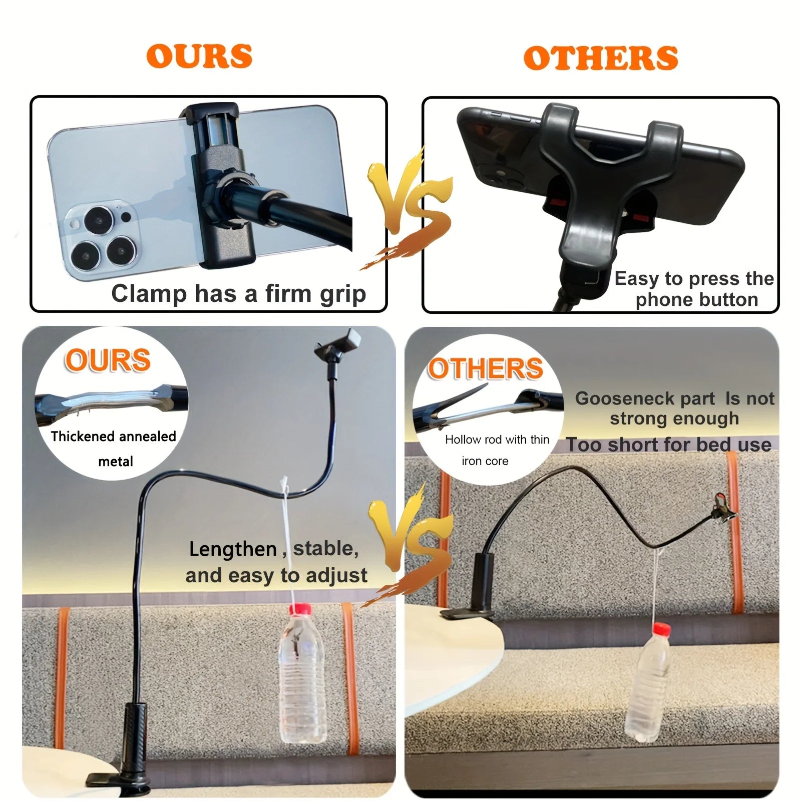 Lazy Goose Neck Mobile Phone Holder. 360° Rotating Long Arm Bedside Table Mobile Phone Holder Phone Accessories  Phone Grip