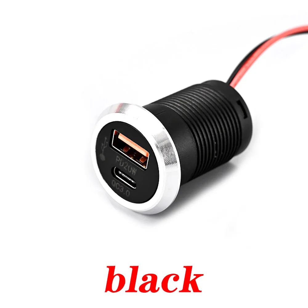 Desktop hidden integrated UsB charger9V/2A 5V/3A 1 USB 1 Type-C mini fastcharging car charger car powerembedded socket