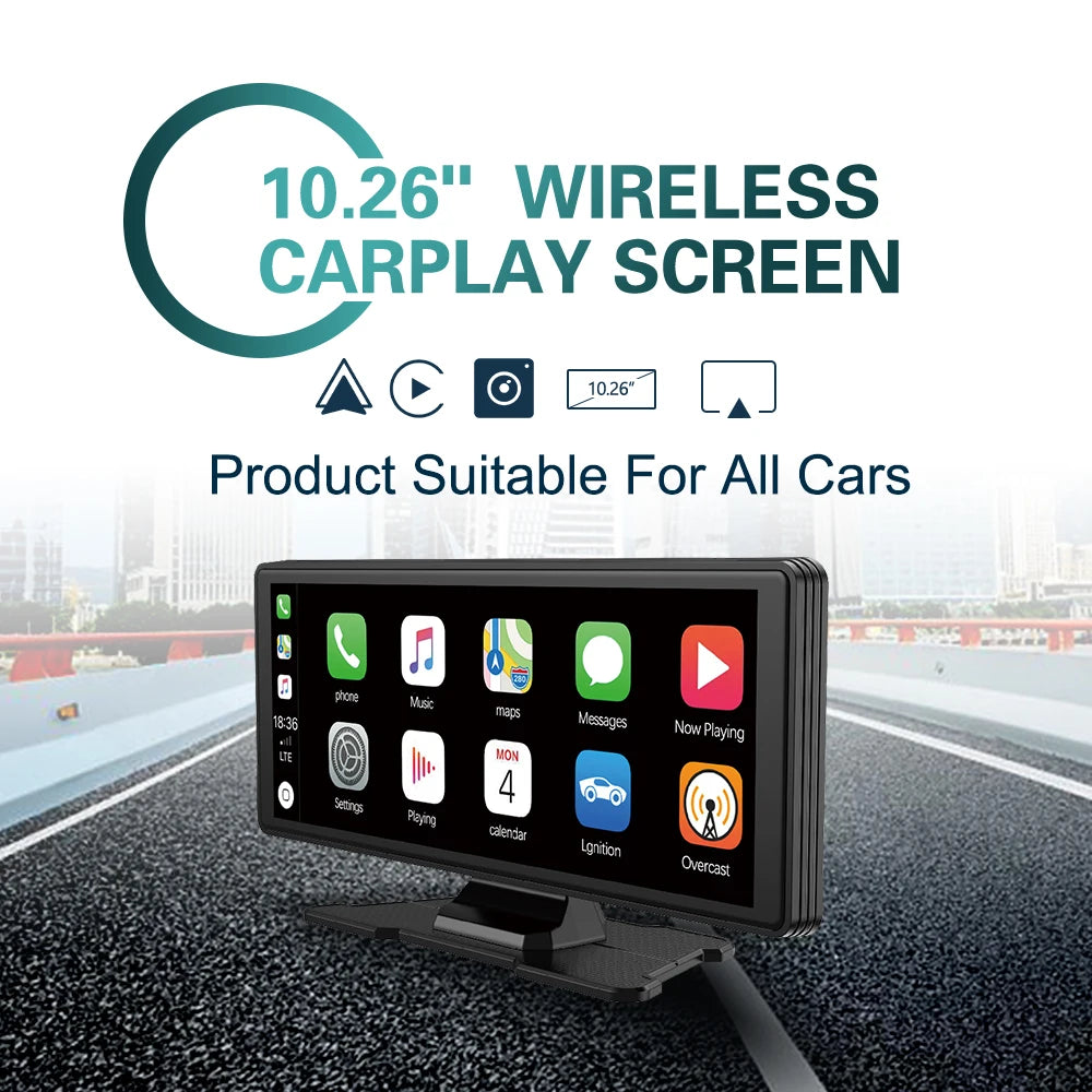 Universal Portable Carplay for Car Screen, Wireless Carplay Screen Wireless Car Stereo with Carplay Android Auto, Car Touchscree