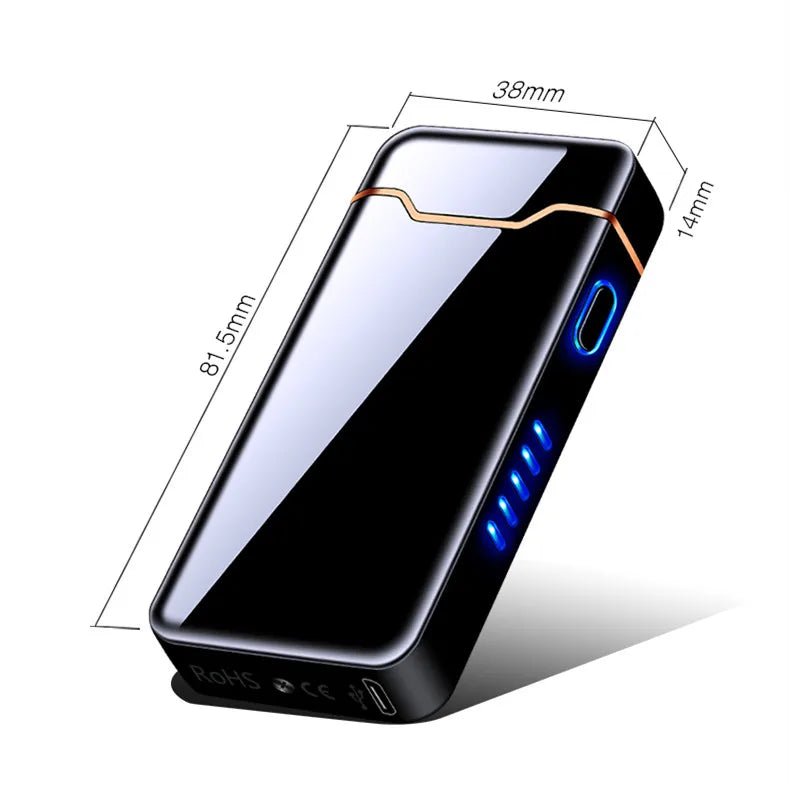 Arc Windproof Electronic Metal USB Rechargeable Battery Display Electric Plasma Lighter Men Women Gifts