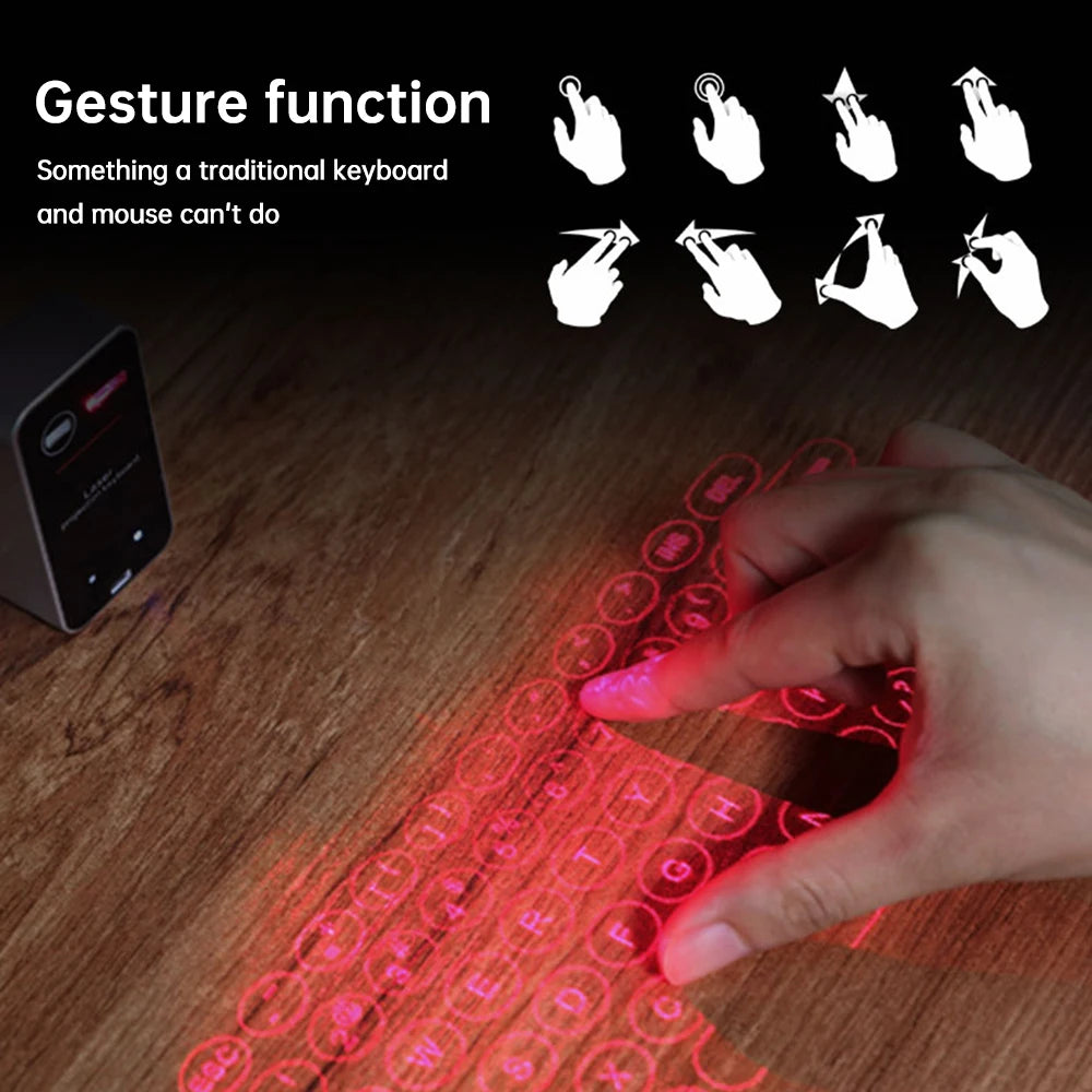 Laser Keyboard Mini Virtual Keyboard Wireless BT Connect Suitable for Phone Pad Laptop Tablets Compatible with Windows XP & iOS8