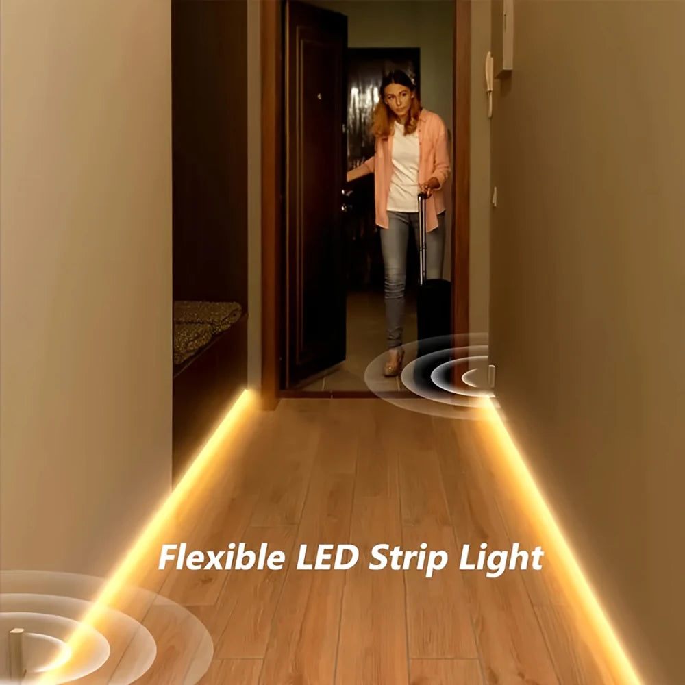 Motion Sensor Led Lights Strip Battery Powered 320 Leds/m COB Led Strip Lights for Stair Bedroom Closet Under Cabinet Lighting