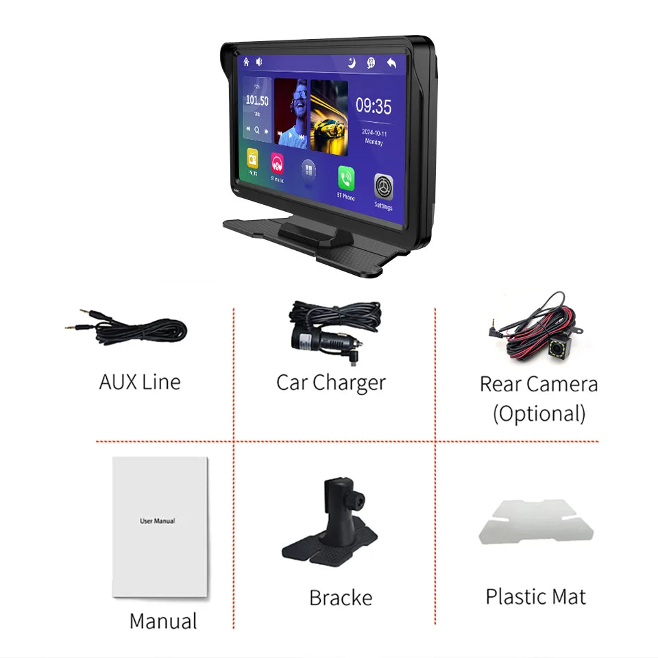 Universal Portable Carplay for Car Screen, Wireless Carplay Screen Wireless Car Stereo with Carplay Android Auto, Car Touchscree