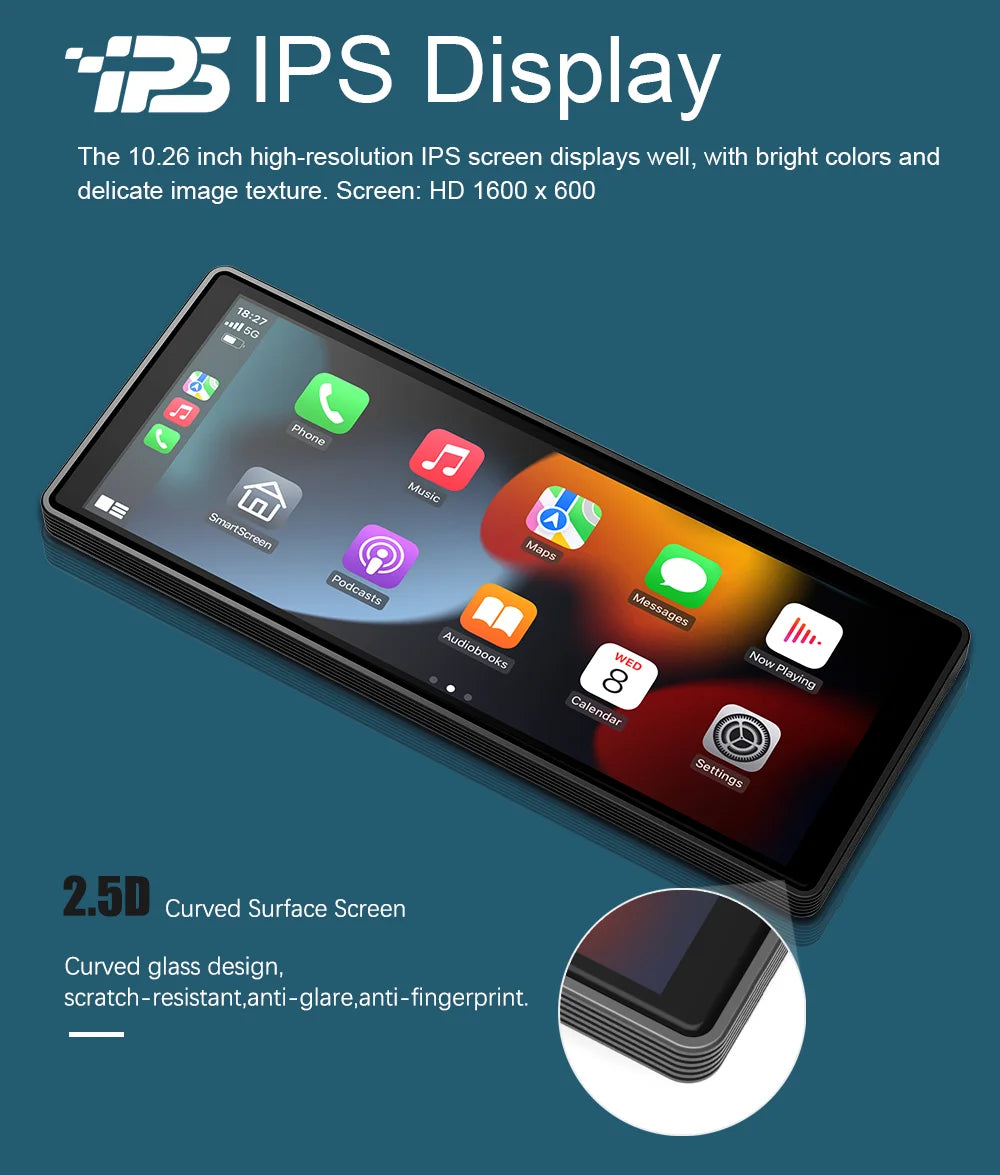 Universal Portable Carplay for Car Screen, Wireless Carplay Screen Wireless Car Stereo with Carplay Android Auto, Car Touchscree