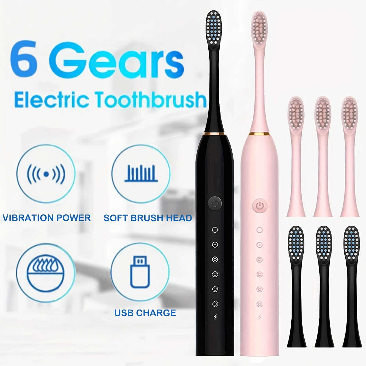 6-Speed Rechargeable Electric Toothbrush