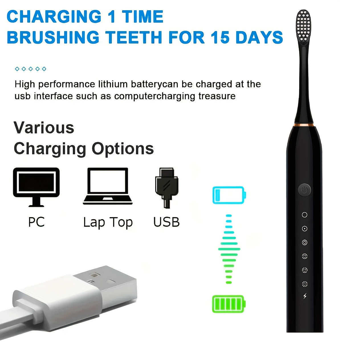 6-Speed Rechargeable Electric Toothbrush